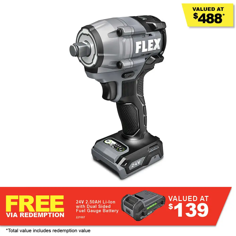 FLEX 24V Brushless 1/2Inch Impact Wrench Skin FXA1431-Z