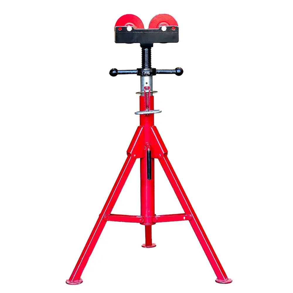 PLUMBOSS 73-125cm 900kg Capacity Folding Leg Pipe Stand Roller Head PS-FLD-R