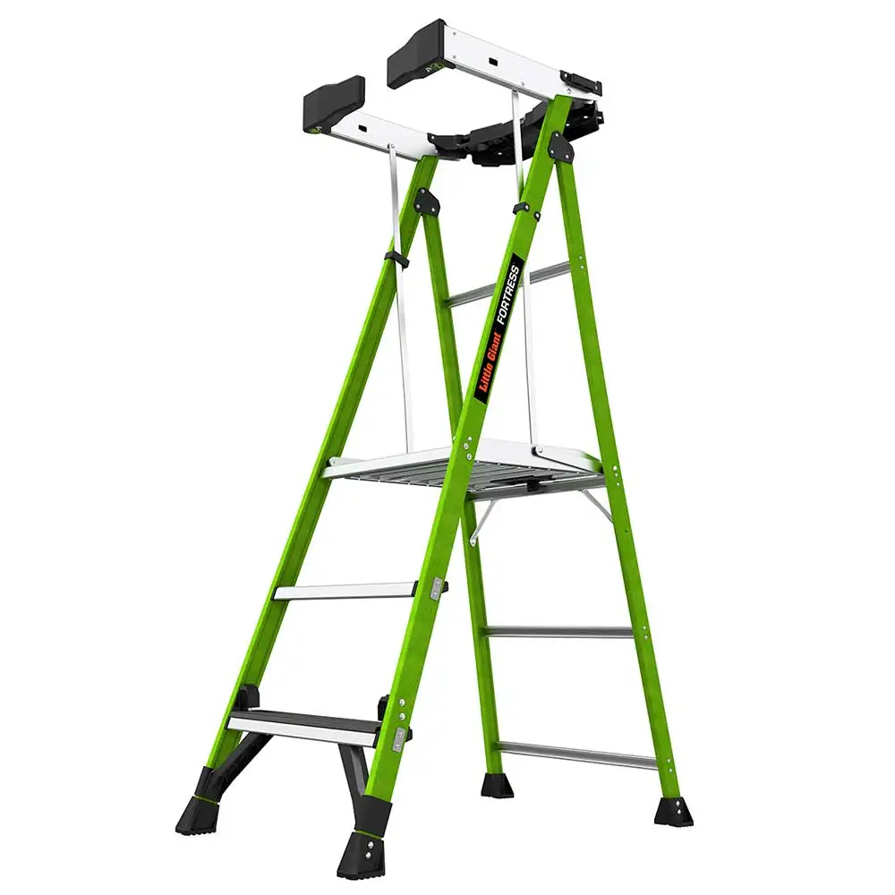 LITTLE GIANT FORTRESS 0.9m 150kg Fibreglass With Rail & Gate Platform Step Ladder 19303