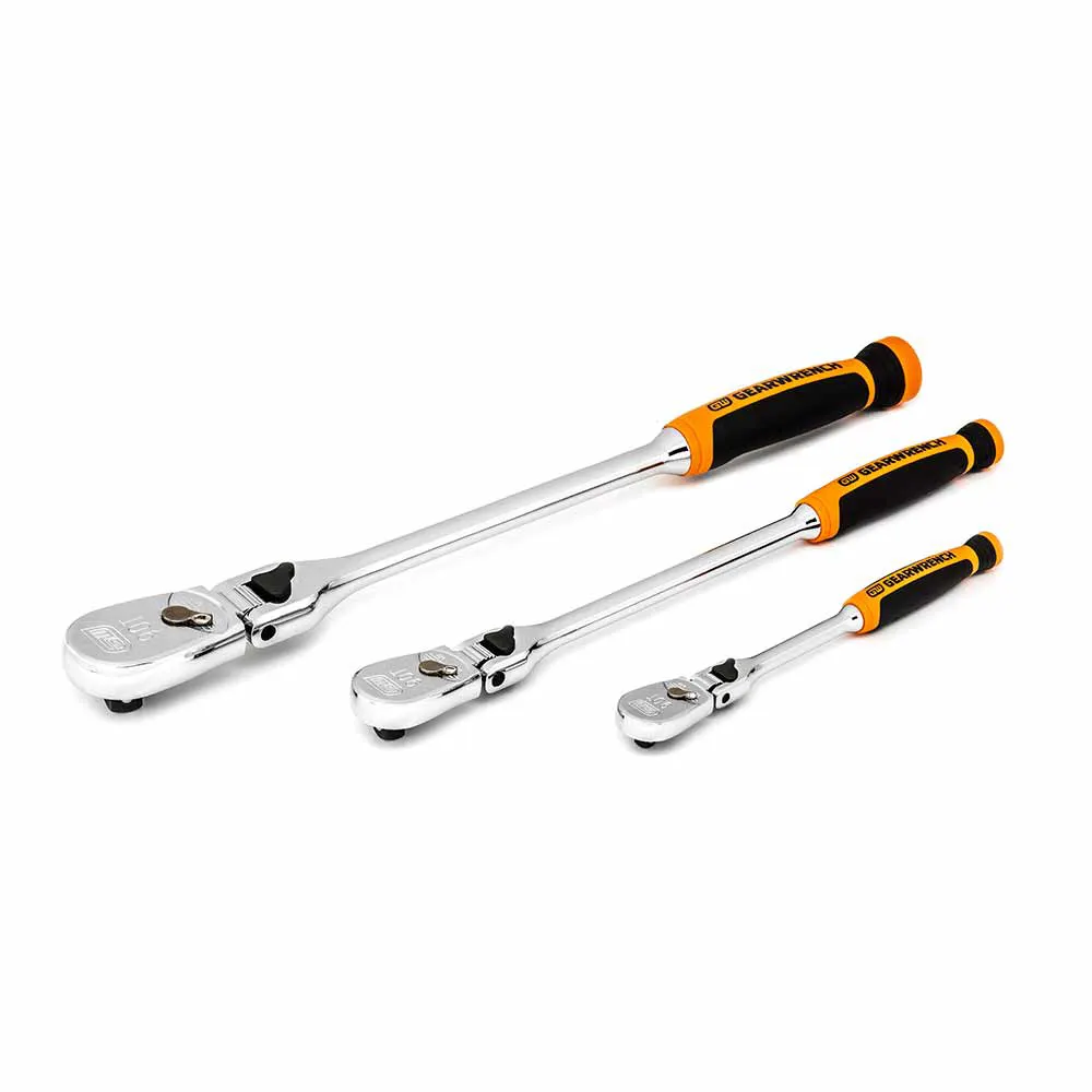 GEARWRENCH 1/4 3/8 1/2inch 90T Cushion Lock Flex Head Ratchet Set - 3 Piece 81298T