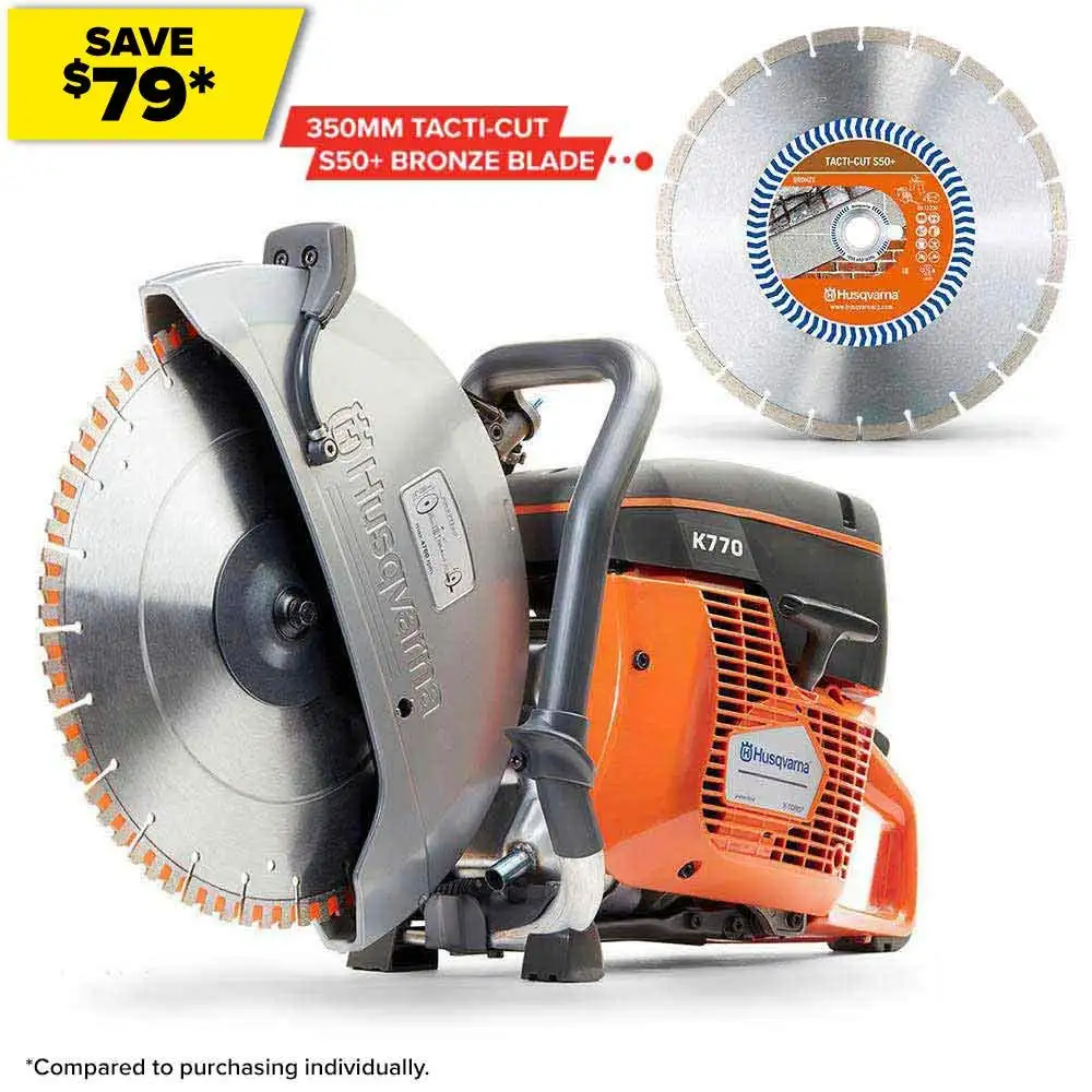 HUSQVARNA 350mm Demolition Saw K770 with 350mm TACTI-CUT S50-PLUS Blade Kit