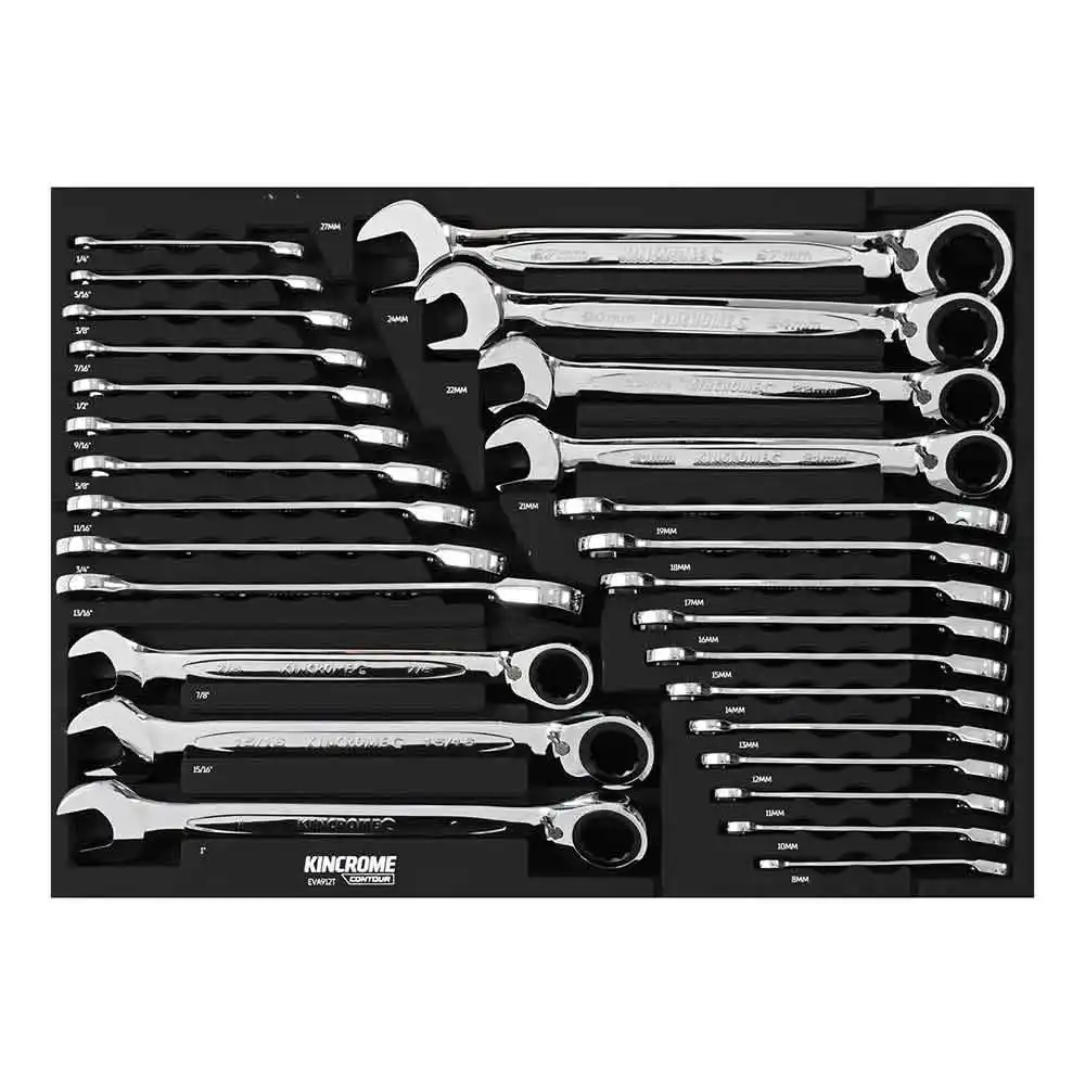 KINCROME Contour Gear Spanners Eva Tray With Tools - 28 Piece EVA912T