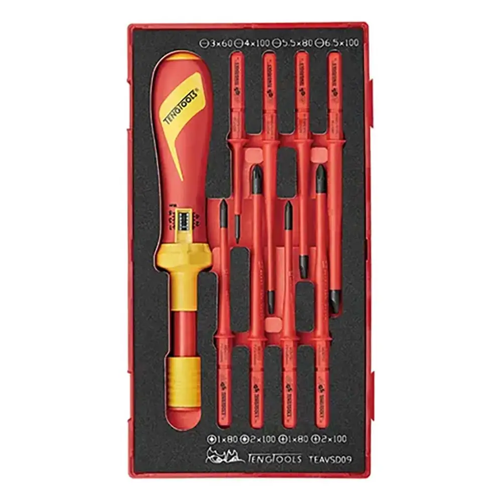 TENG TOOLS 1000V VDE Torque Screwdriver Set - TC-Tray (EVA) - 9 Piece TE-TEAVSD09