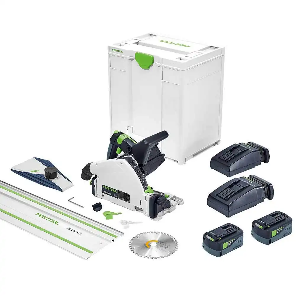 FESTOOL TSC 55K 18V Brushless 2 x 5.0Ah 160mm Plunge Saw with 1400mm Rail Kit 577282