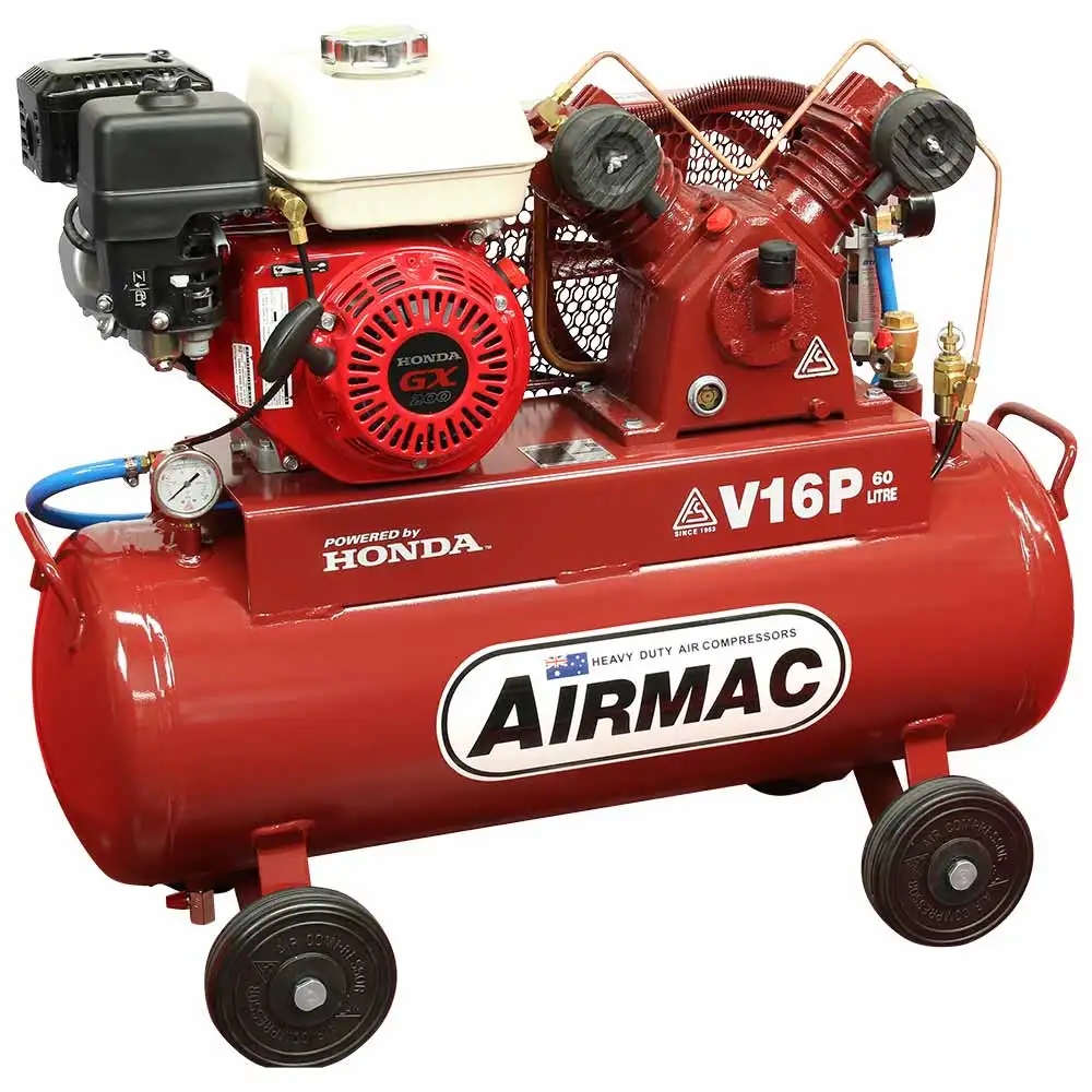 AIRMAC 6.5h 60l 195 L/Min Honda Petrol Air Compressor AM V16P
