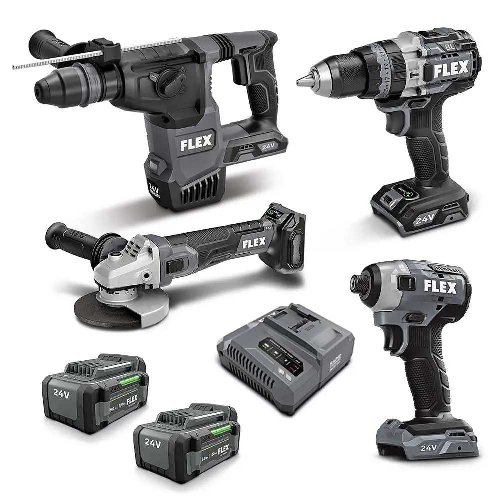 FLEX 24V Brushless 4 Piece 2 x 5.0AH Combo Kit FXMA405-2C