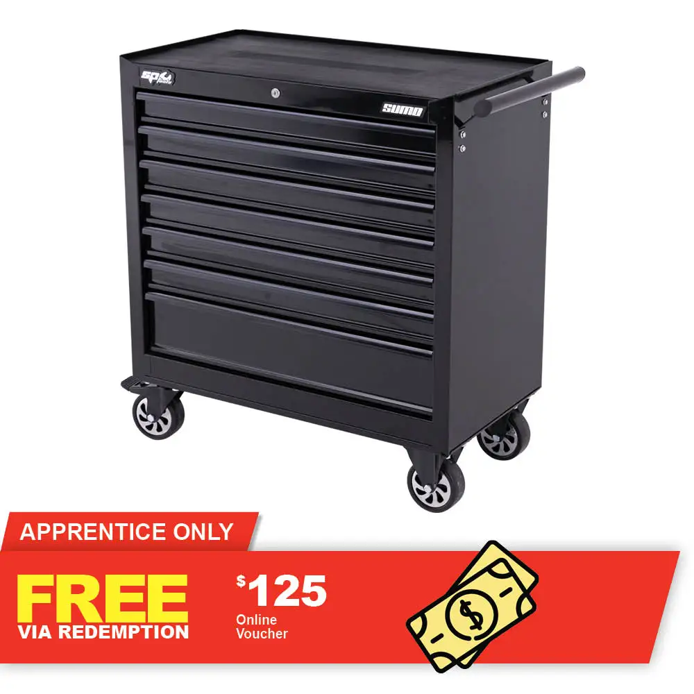SP TOOLS 7 Drawer Custom Sumo Series Roller Cabinet Black SP40125