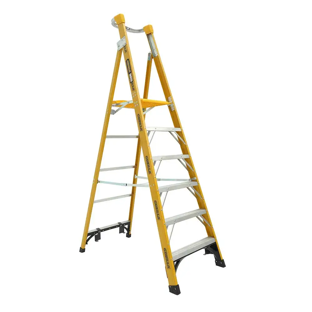 GORILLA 1.8m 180kg Heavy-Duty Fibreglass Platform Step Ladder FPL006-HD