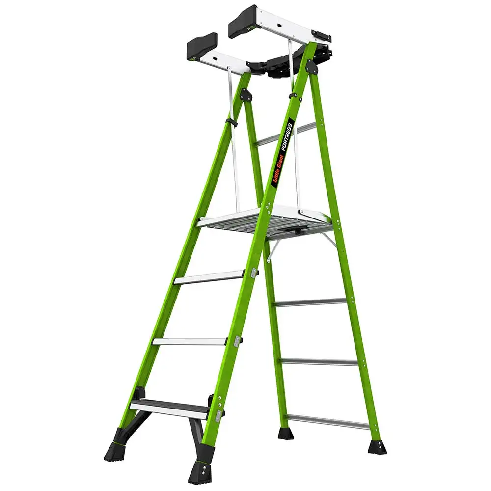 LITTLE GIANT FORTRESS 1.2m 150kg Fibreglass With Rail & Gate Platform Step Ladder 19304
