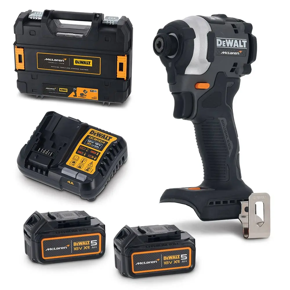 DEWALT MCLAREN 18V XR Brushless 2 x 5.0Ah Impact Driver Kit DCF85MP2T-XE