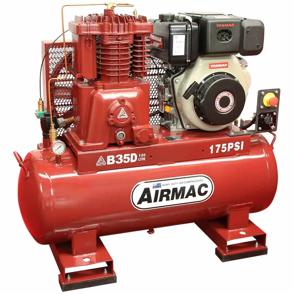 AIRMAC 10hp 120l 815 L/Min Electric Start Yanmar Diesel Air Compressor AM B35D ES