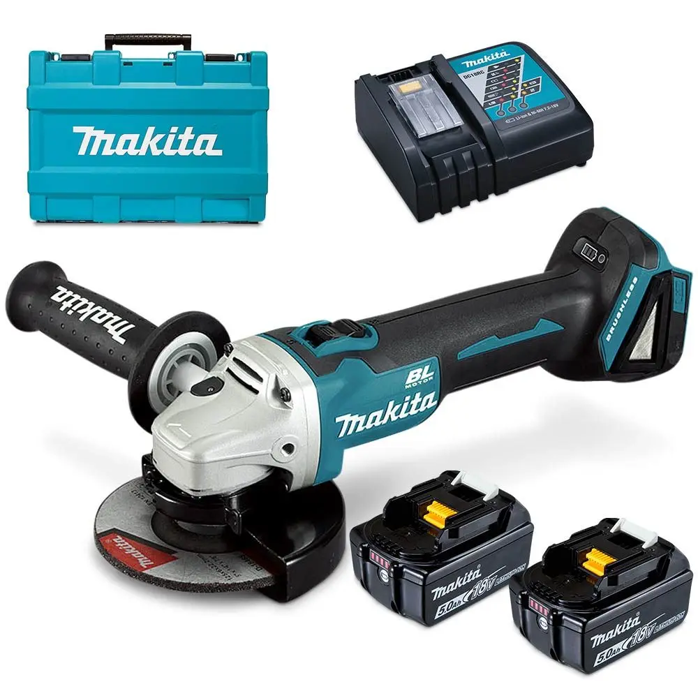 MAKITA 18V Brushless 2 x 5.0Ah 125mm Angle Grinder Kit DGA506RTE