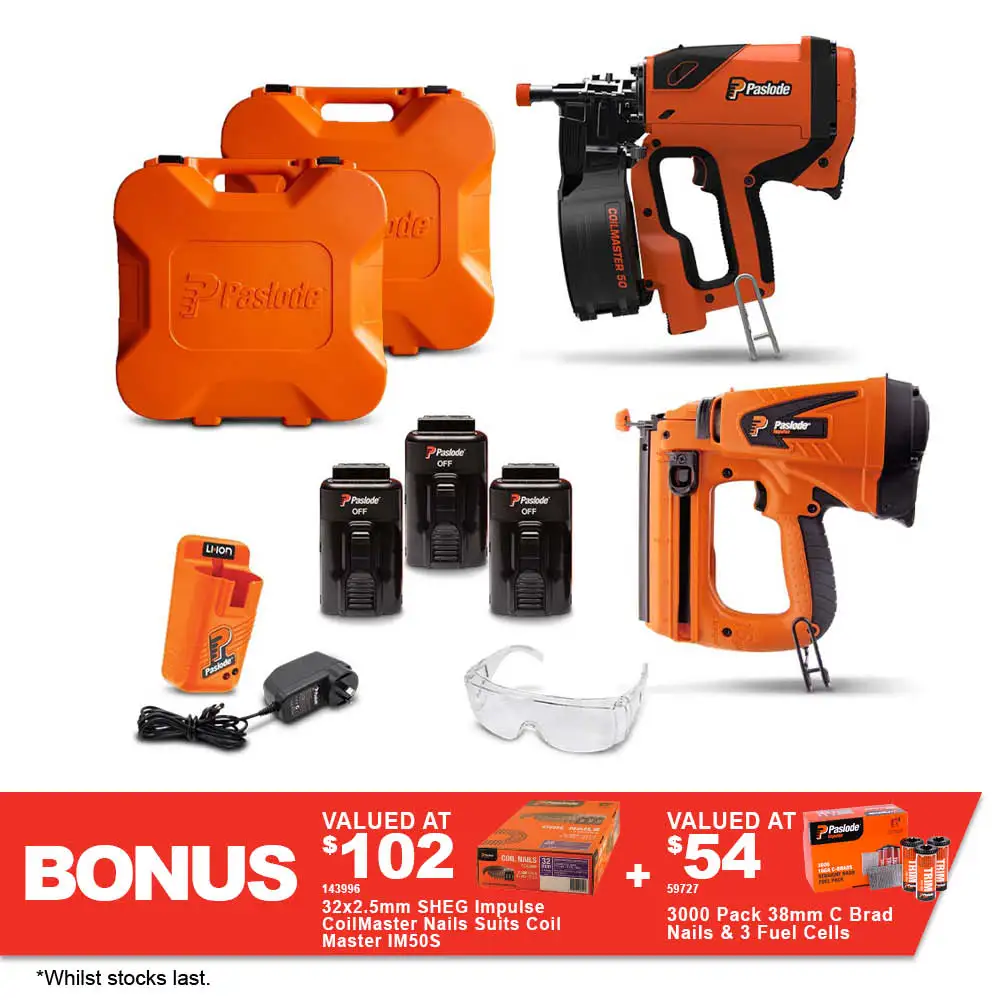 PASLODE 7.4V 3 x 2.1Ah Coilmaster/Bradder Kit S20513