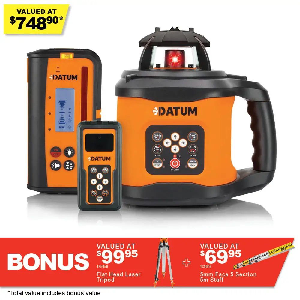 DATUM 400m Red Beam Rotary Laser Kit DTR40R