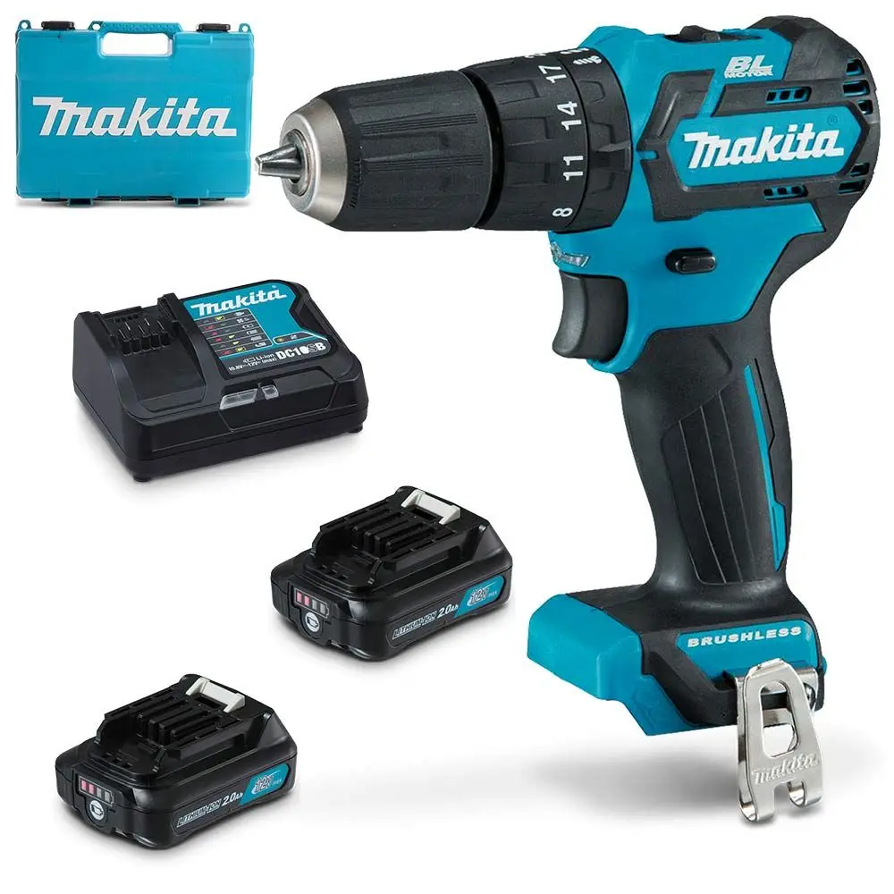 MAKITA 12V Max Brushless 2.0Ah Li-Ion CXT Cordless Hammer Driver Drill Combo Kit HP332DSAE