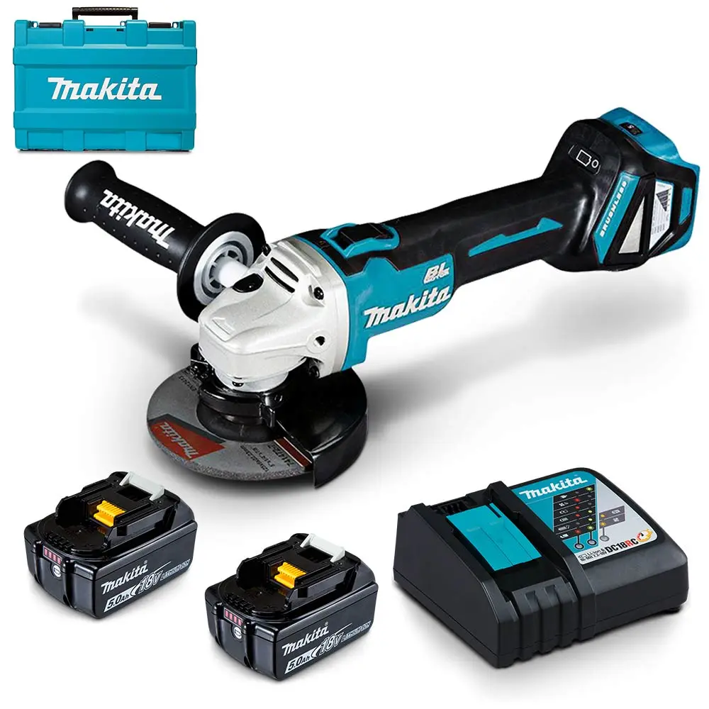 MAKITA 18V 125mm Brushless Slide Switch Angle Grinder Kit DGA511RTE
