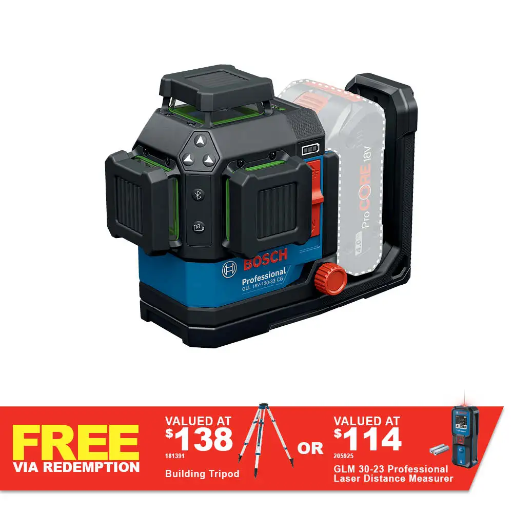 BOSCH 18V-120-33 CG Multiline Laser Level Green Kit 0615A5006H