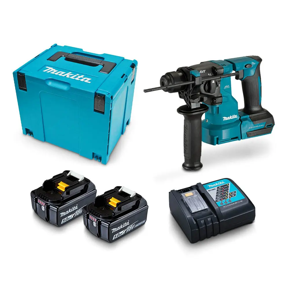 MAKITA 18V Brushless 2 x 5.0Ah Compact 18mm Rotary Hammer Kit DHR183RTJ