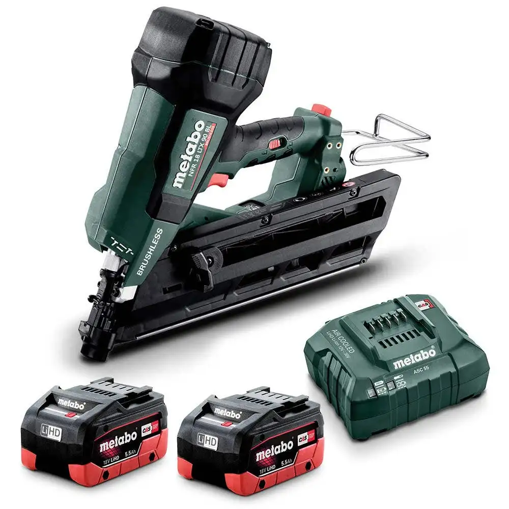 METABO 18V Brushless 2 x 5.5Ah Nail Gun Kit NFR 18 LTX 90 MB 5.5 K AU61209000