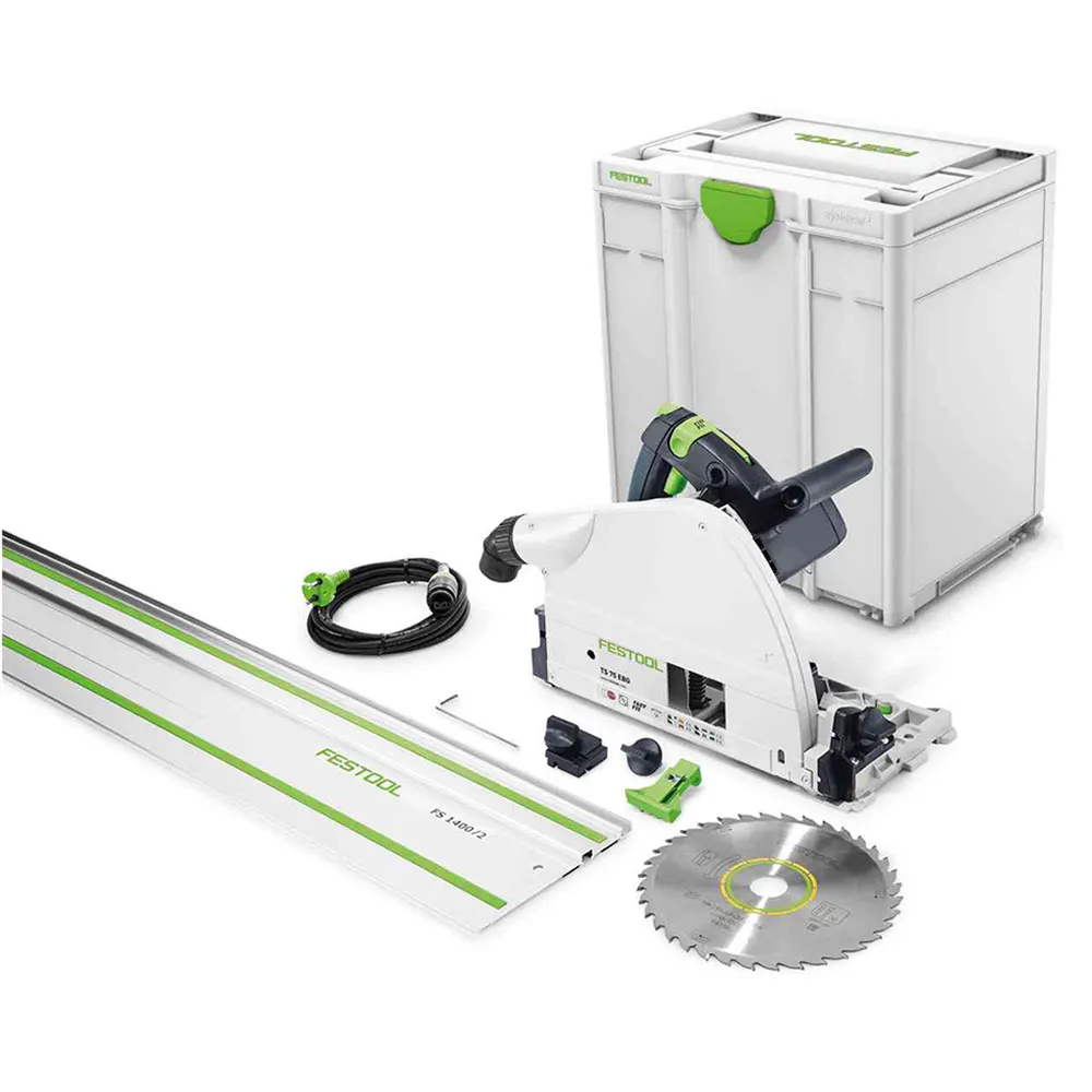 FESTOOL 1600W 210mm TS75EBQPLUSFS Circular Plunge Saw w/ 1400mm Rail 576115