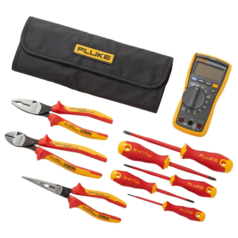 FLUKE 117 Electrician's Multimeter plus Insulated Hand Tools Starter Kit FLUIB117K