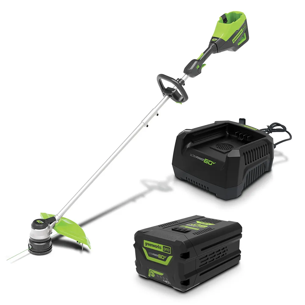 GREENWORKS 60V 40cm 1 x 4.0Ah Straight Shaft Line Trimmer Kit 2108707AU