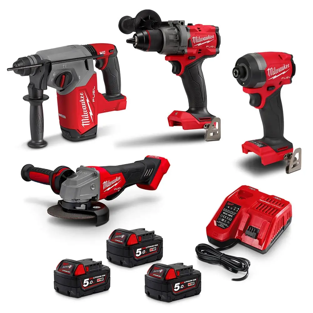 MILWAUKEE 18V Brushless 4 Piece 3 x 5.0AH Combo Kit M18FPP4A3BD503B