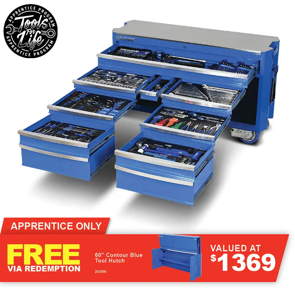 KINCROME Contour TFL Tool Trolley 454 Piece 12 Drawer Blue P1825