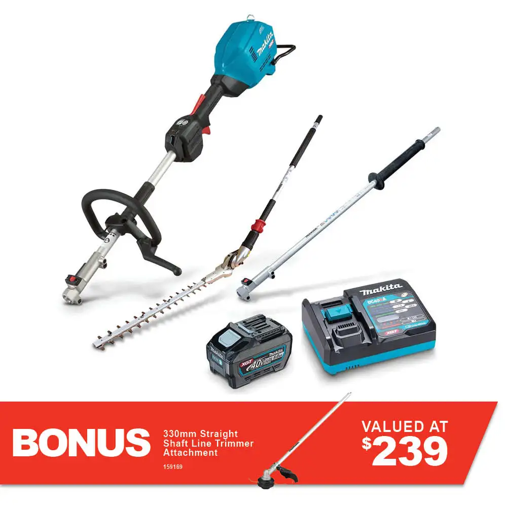 MAKITA 40V MAX XGT Brushless Multi-Function Power Head Kit 1 x 5.0Ah w. Hedge Trimmer & Extension Pole UX01GT101-B