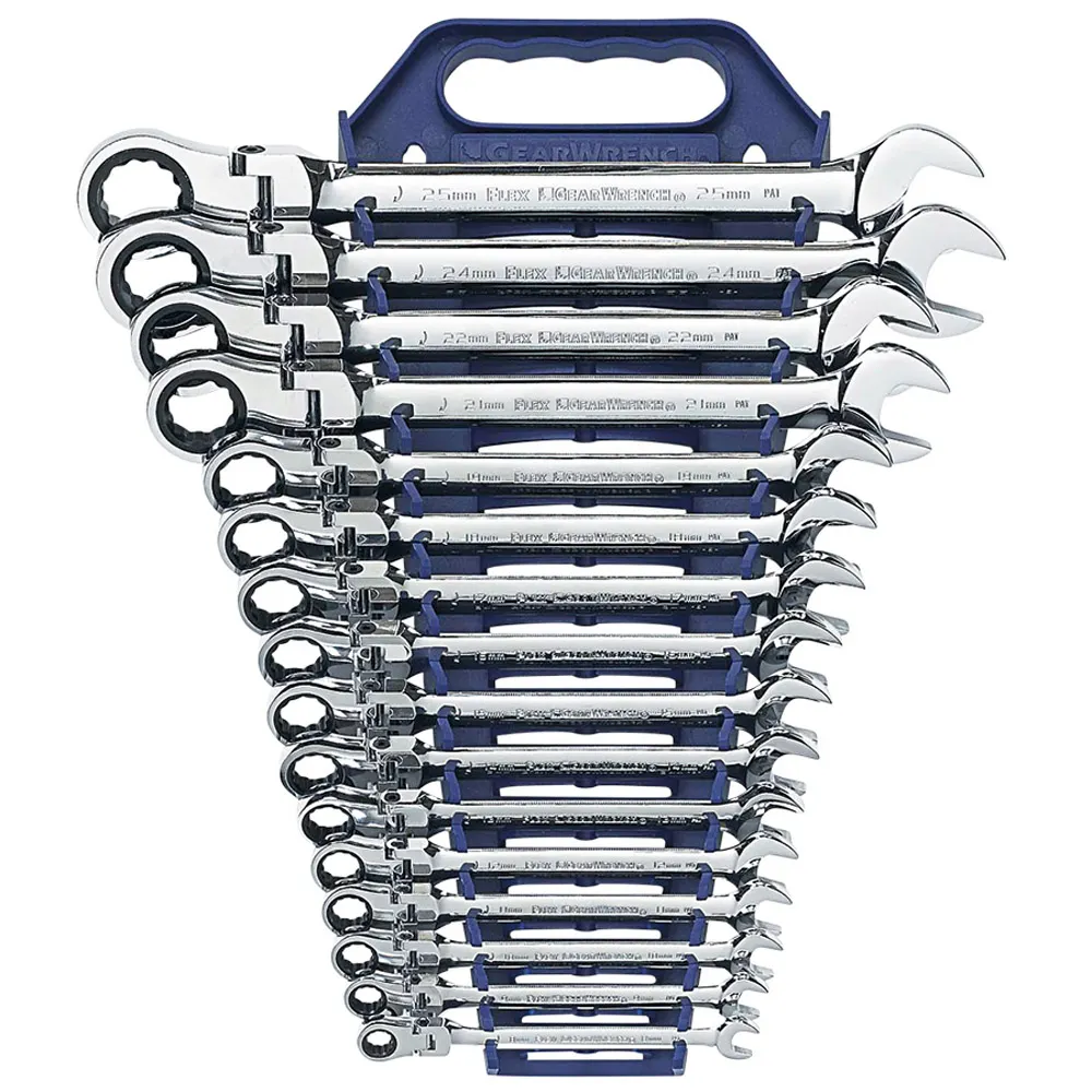 GEARWRENCH 16 Piece Metric Flex Head Combination Ratcheting Spanner Set 9902D
