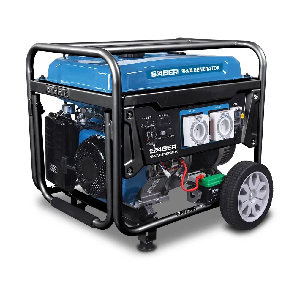 SABER 7500W 16hp Petrol Generator w/ 2x IP66 Worksafe Compliant Sockets SABGEN9KBP