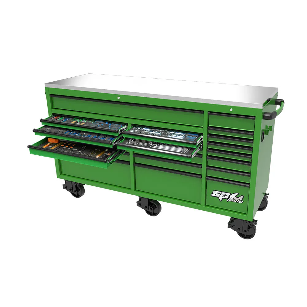 SP TOOLS 73inch Sumo Series Roller Cabinet Tool Kit Green - 456 Piece SP50825G