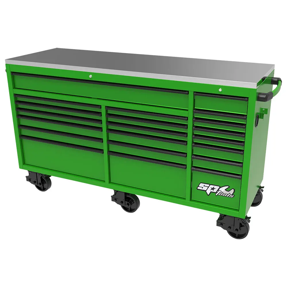 SP TOOLS 73" 21 Drawer USA Sumo Series Roller Cabinet Green/Black SP44825G