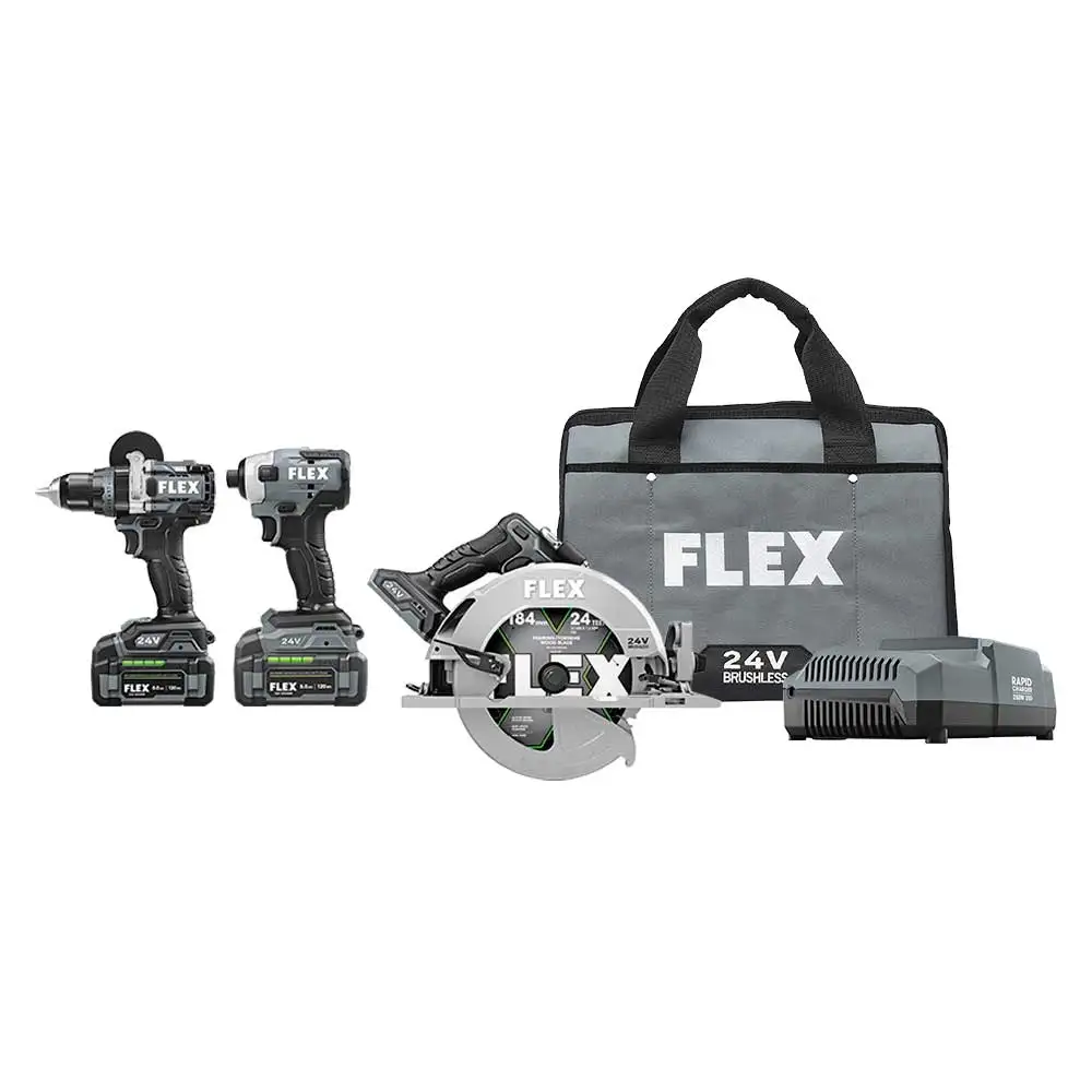 FLEX 24V 3 Piece 2 x 5.0Ah Combo Kit FXMA301-2C