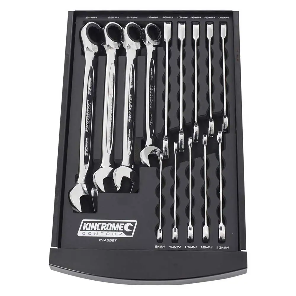 KINCROME Eva Tray 14 Piece Single Way Gear Spanner EVA559T