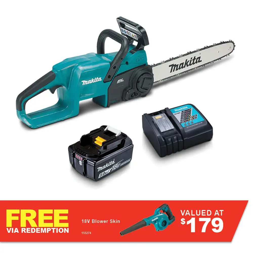 MAKITA 18V 1 x 5.0Ah 400mm Chainsaw Kit DUC407RTX2