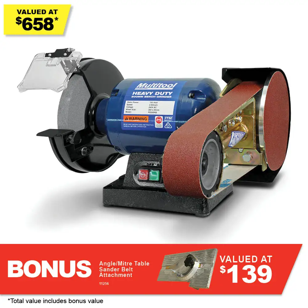 MULTITOOL 750W 200mm Heavy Duty Bench Grinder with Multitool Attachment PO362-200HD