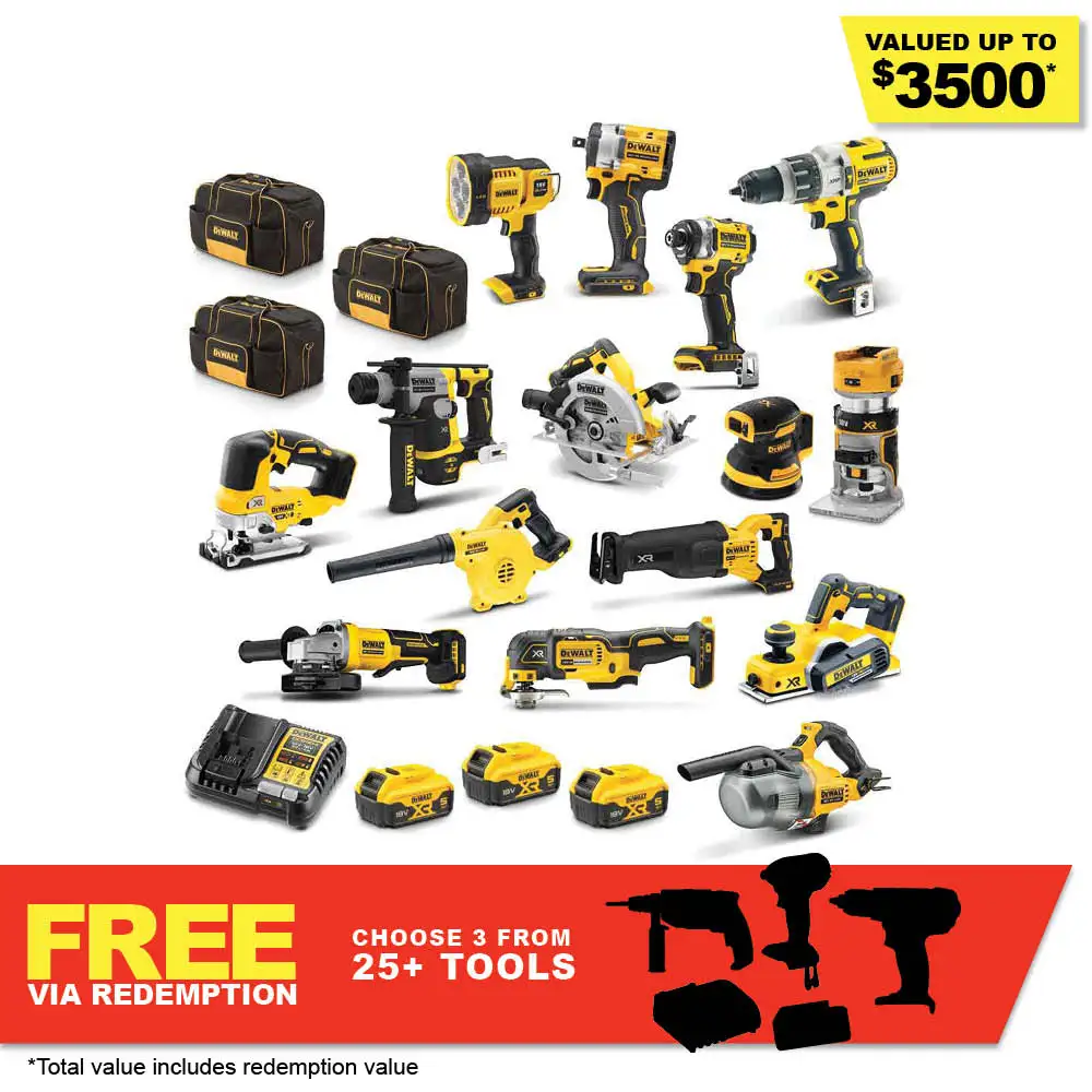 DEWALT 18V 15 Piece 3 x 5.0Ah XR Combo Kit DCZ1585P3-XE