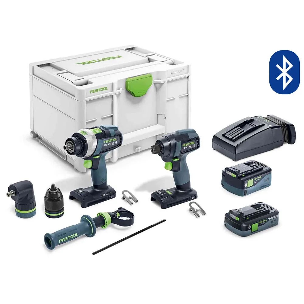 FESTOOL TID/TPC 18V 2 Piece Impact Driver and 4 Speed Hammer Drill 4.0/5.0Ah Set in Systainer 577657