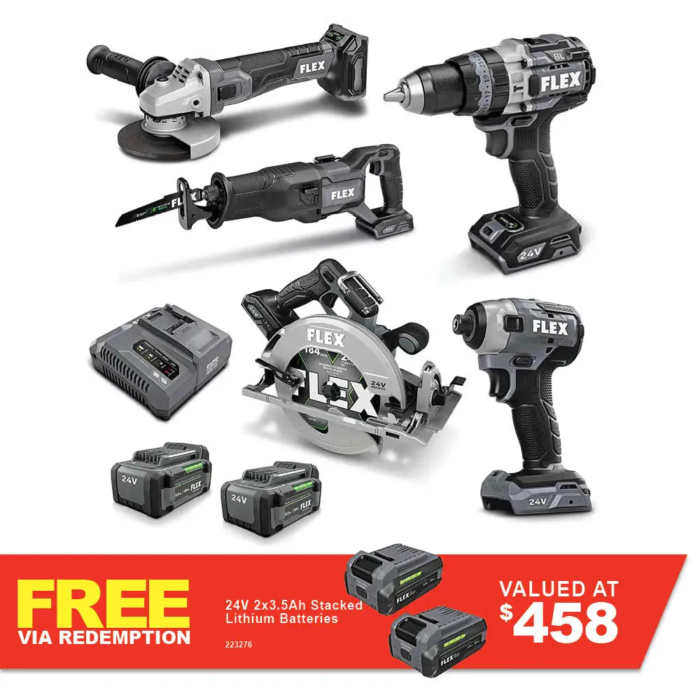 FLEX 24V Brushless 5 Piece 2 x 5.0AH Combo Kit FXMA501-2C