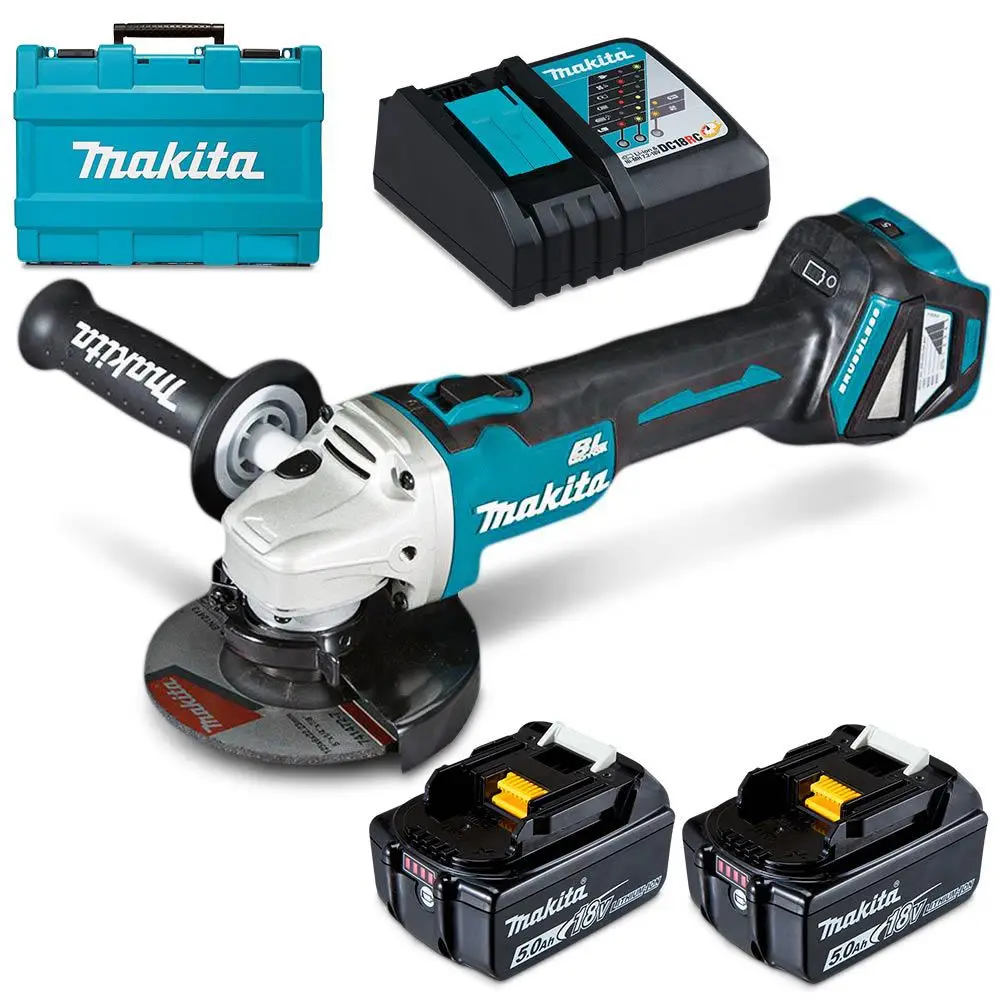 MAKITA 18V Brushless AWS 125mm Slide Switch Angle Grinder Kit DGA512RTEU