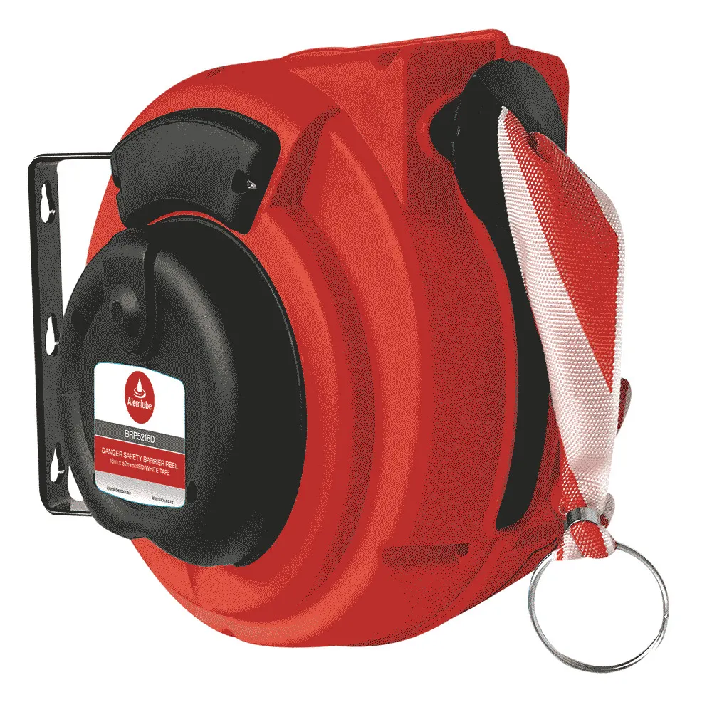ALEMLUBE Danger Safety Barrier Reel - 16M Long Red And White Band BRP5216D