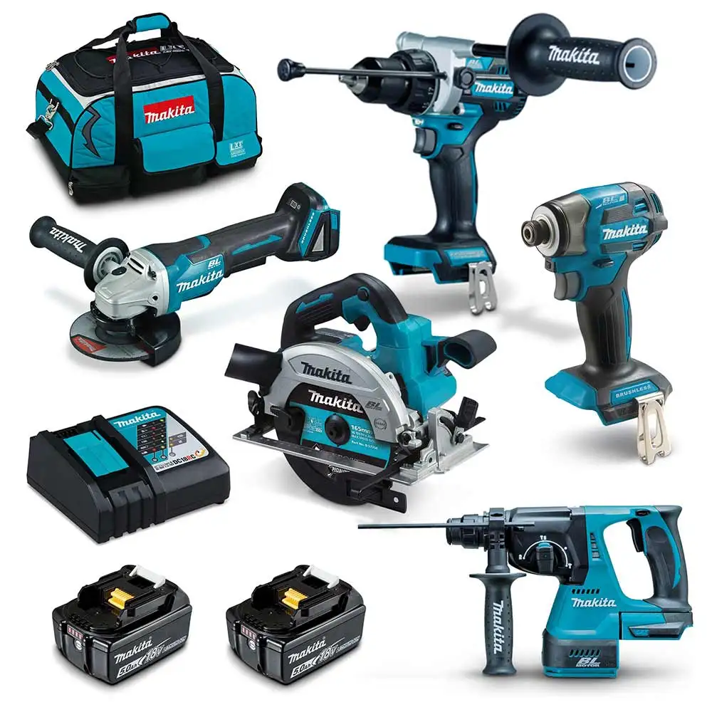 MAKITA 18V Brushless 5 Piece 2 x 5.0AH Combo Kits DLX5101TX1