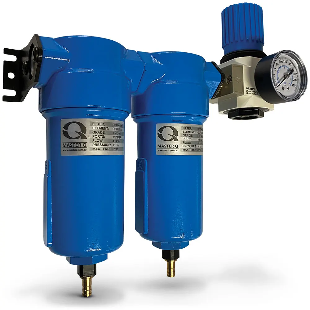 MASTER Q 1/2inch 0.01 Micron Dual Main Line Filter Set w. Outlet Regulator QDF046DRSSET
