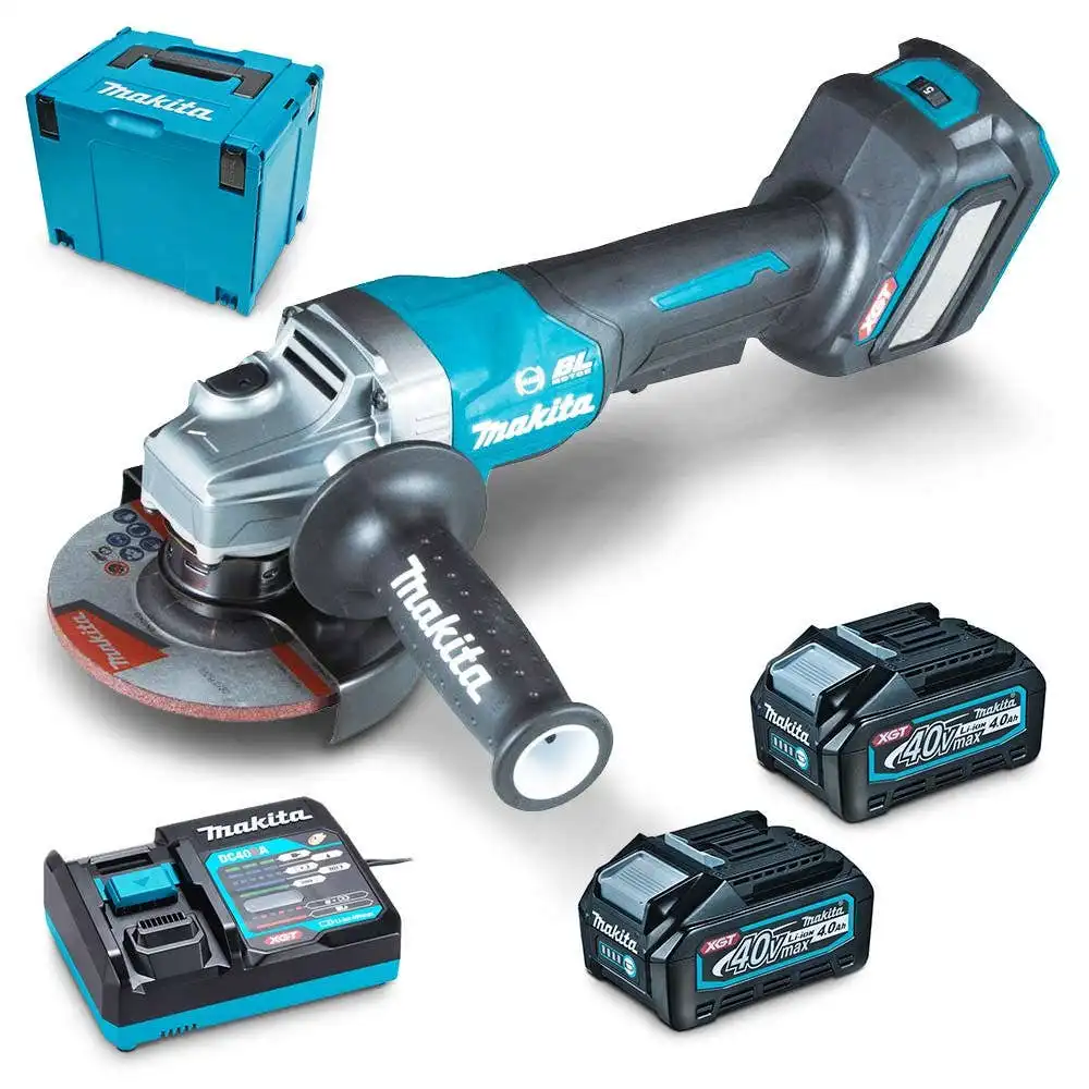 MAKITA 40V Max XGT Brushless 2 x 4.0Ah 125mm Paddle Switch Angle Grinder Kit GA029GM201