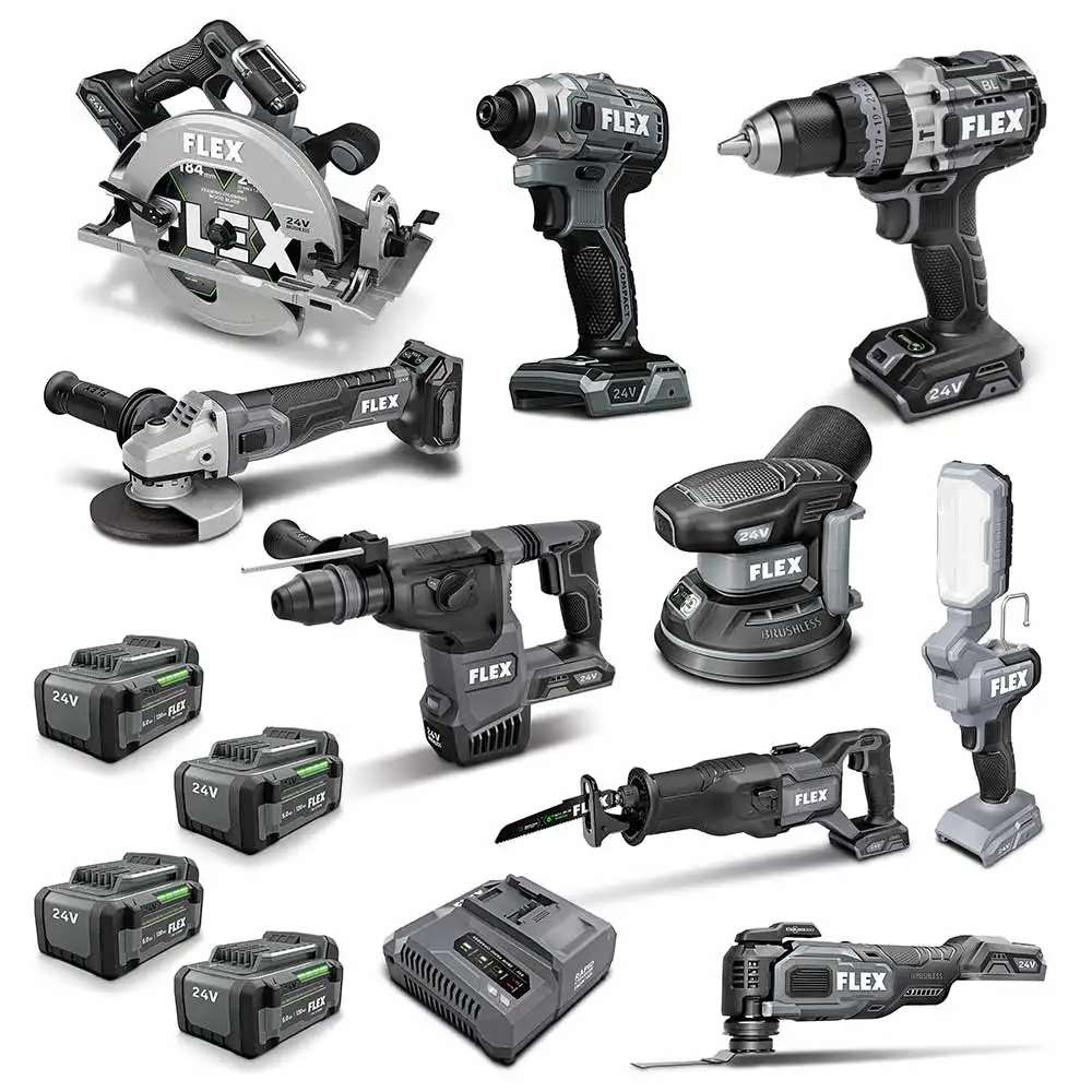 FLEX 24V 9 Piece 4 x 5.0Ah Combo Kit FXMA901-4C