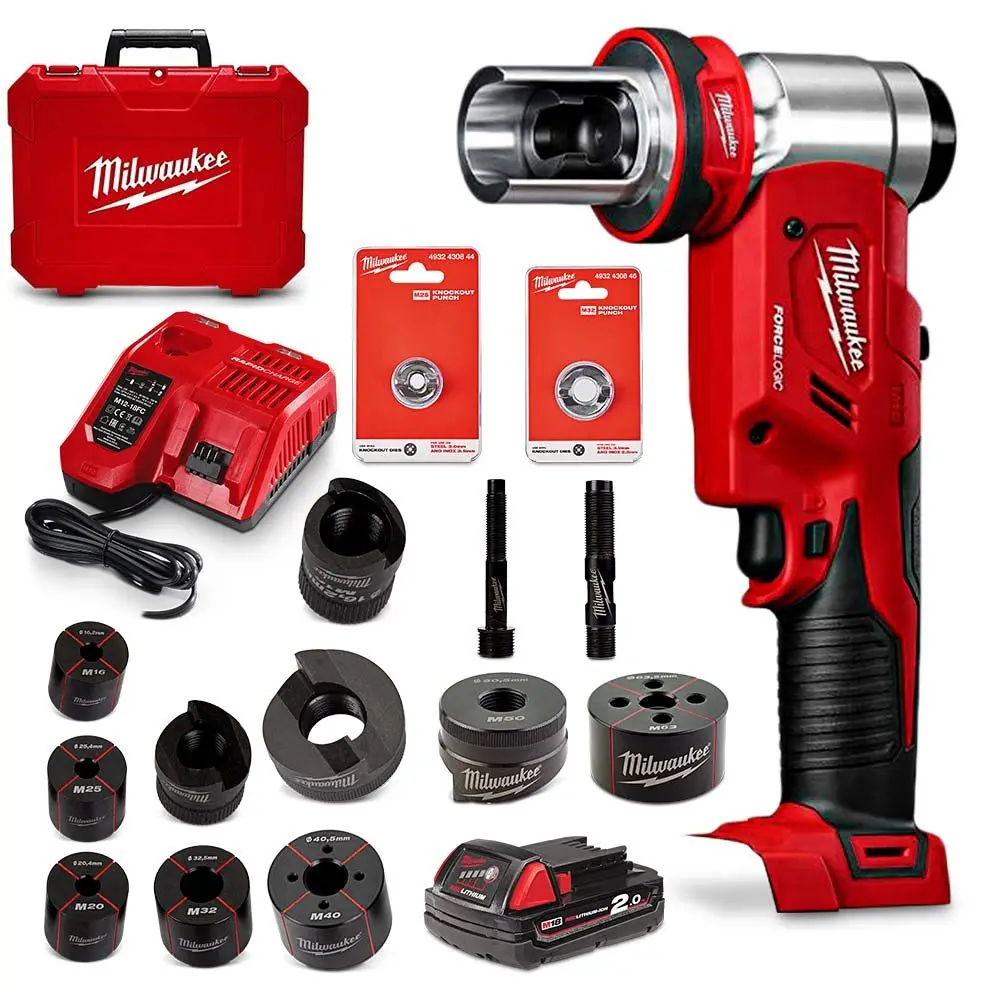 MILWAUKEE 18V 16mm - 63mm Forcelogic 6T Knockout Tool Kit M18HKP-201C