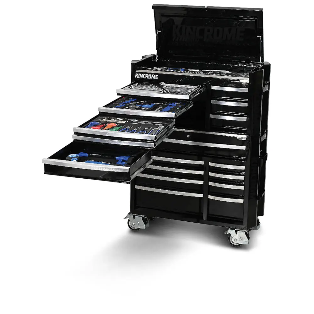 KINCROME Contour TFL Tool Trolley 332 Piece 17 Drawer Black P1822B