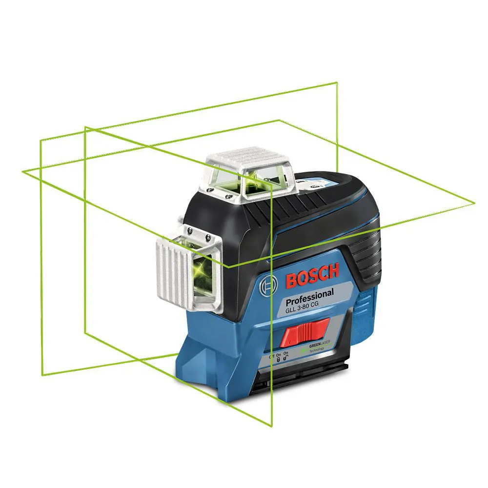 BOSCH 3 x 360° Multi-Line Laser Level Green Beam with Bluetooth + 50m Green Beam Distance Measurer 06159940RC