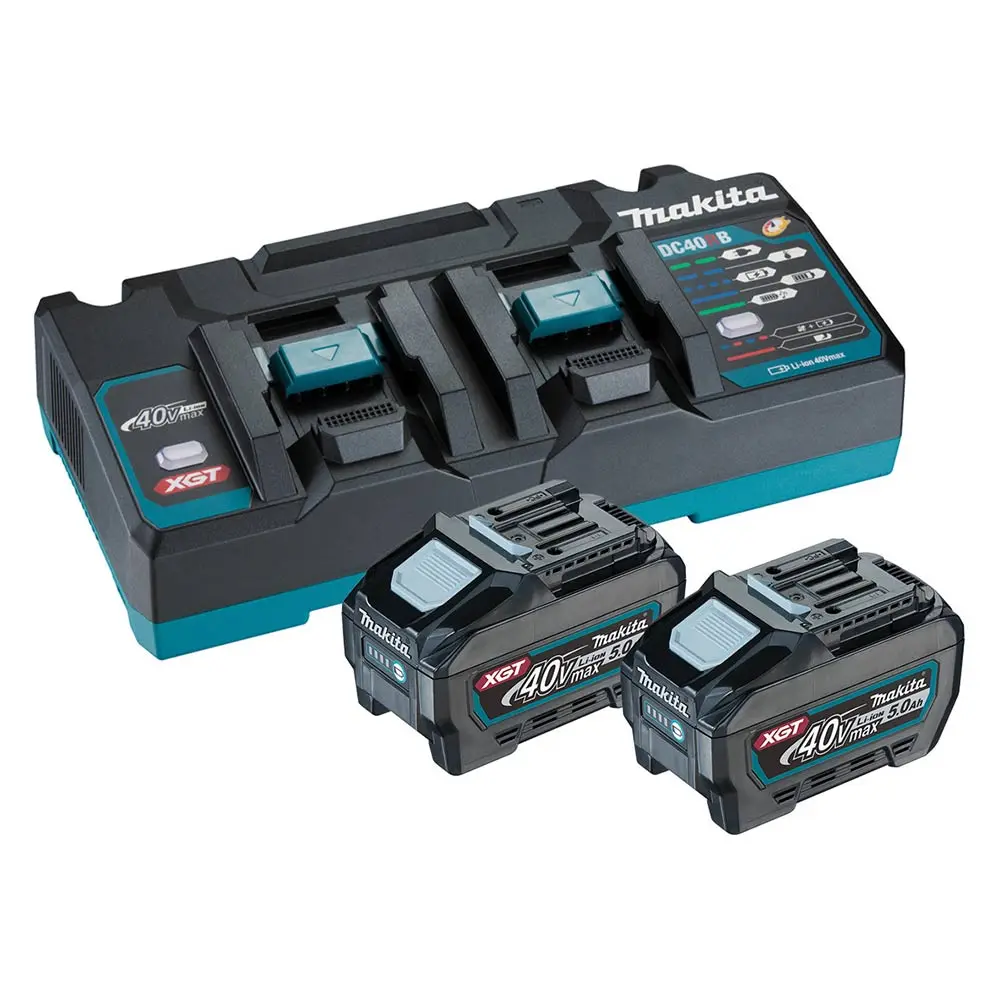 MAKITA 40V Max XGT 2 x 5.0Ah Battery and Charger Pack 1913Y7-1